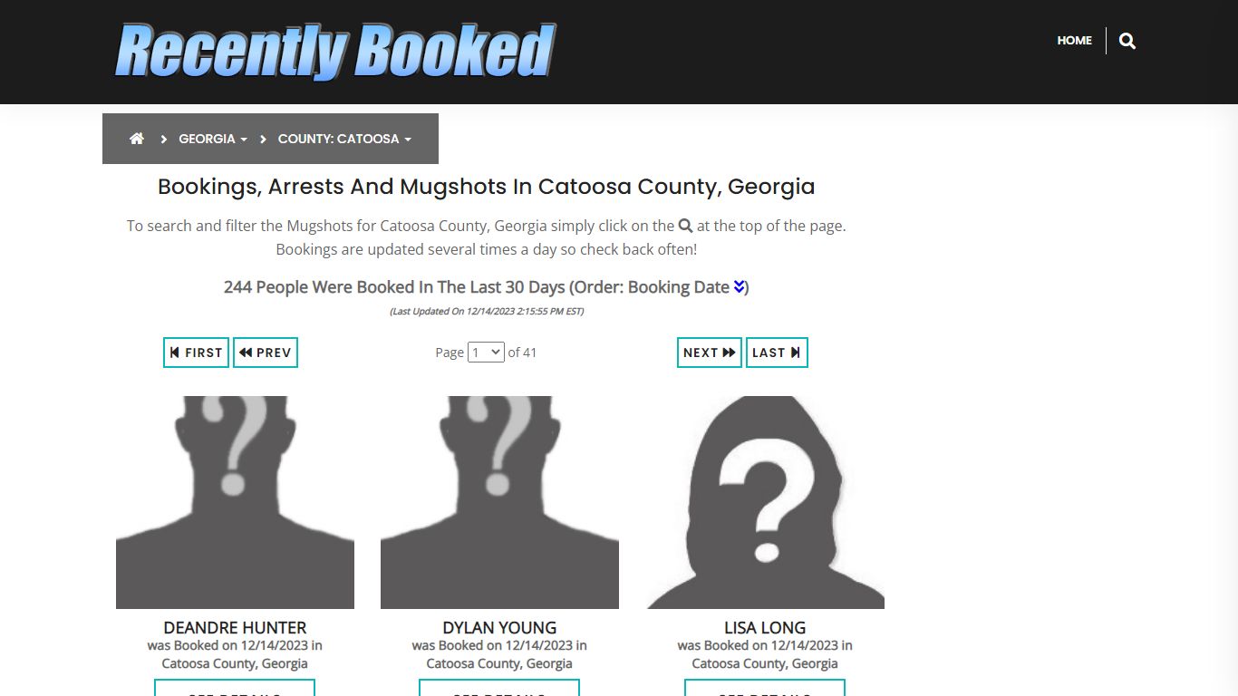 Recent bookings, Arrests, Mugshots in Catoosa County, Georgia