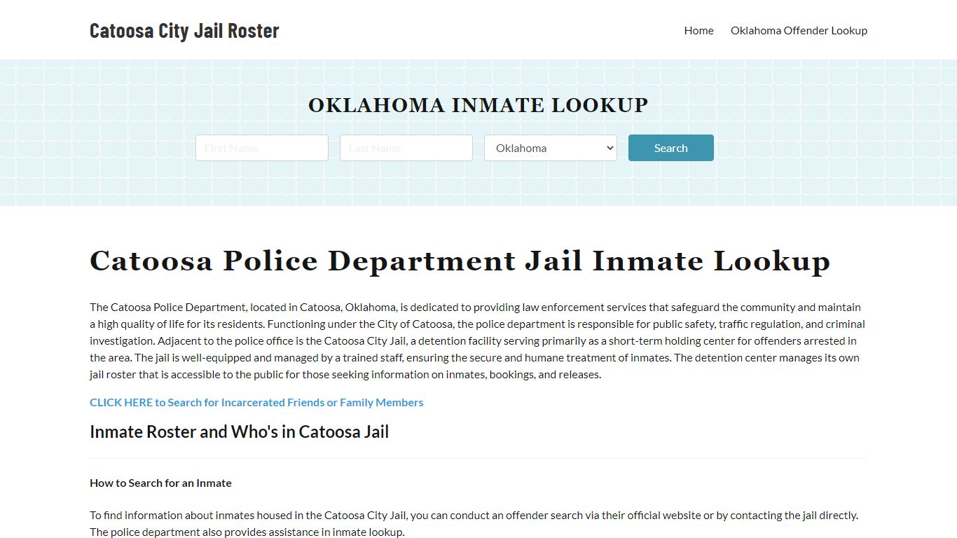 Catoosa Police Department & City Jail, OK Inmate Roster, Arrests, Mugshots